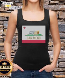 Alt Text: Original San Diego Padres burrito-style California flag tank top featuring vibrant colors and sporty design.