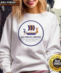 Alt Text: Original Sea Peoples sweatshirt logo, highlighting logistics disrupting global supply chains since 1177 BC.