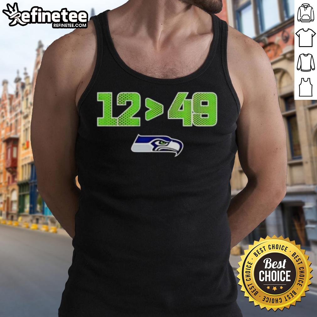 original-seattle-seahawks-12-is-greater-than-49-2025-nfc-west-division-champions-skyline-tank-top Original Seattle Seahawks 12 Greater Than 49 tank top celebrating 2025 NFC West Division Champions with skyline design.
