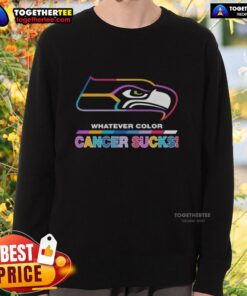 Alt Text: Original Seattle Seahawks Football Cancer Sucks sweatshirt featuring vibrant logo colors and comfortable design.