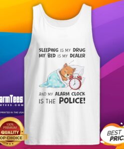 Original Sleeping Is My Drug tank top featuring playful text design, perfect for sleep lovers and comfort seekers.