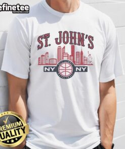 Alt Text: Original St John's Red Storm NY T-Shirt featuring vibrant team colors and logo, perfect for fans and alumni.