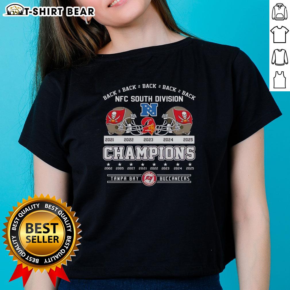 Original Tampa Bay Buccaneers Football Champions Nfc South Division 2025 Back 2 Back Ladies-Tee Alt Text: Original Tampa Bay Buccaneers Football Champions NFC South Division 2025 Back-to-Back Ladies Tee shirt design