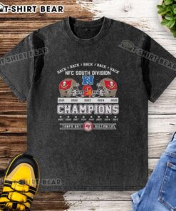 Alt Text: Original Tampa Bay Buccaneers Football Champions NFC South Division 2025 Back-to-Back Washed T-Shirt displayed.