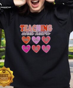 Original teaching sweatshirt promoting inclusivity and respect among sweet hearts through playful learning activities.
