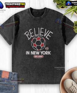 Original Ted Lasso Believe X Red Bull New York washed t-shirt featuring a vibrant design and relaxed fit for fans.