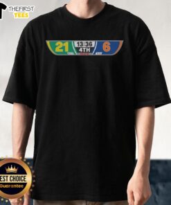 Original Green Bay Packers Beat Chicago Bears Scoreboard 21-6 T-Shirt showcasing team spirit and NFL rivalry.