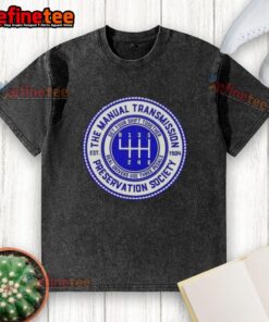 Vintage washed t-shirt featuring Original The Manual Transmission Preservation Society Est 1904 design for car enthusiasts.