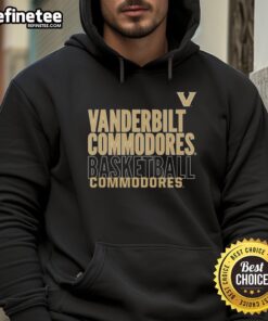 Original Vanderbilt Commodores basketball text logo overlay hoodie in black, perfect for fans and athletes.