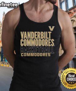 Alt Text: Original Vanderbilt Commodores basketball text logo overlay on a stylish tank top, perfect for fans and athletes.