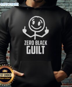 Original Zero Black Guilt Hoodie displayed on a hanger, showcasing its stylish design and soft fabric for casual wear.