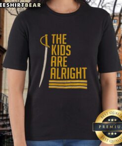Original Buffalo Sabres The Kids Are Alright ladies tee featuring team colors and logo, perfect for female fans.