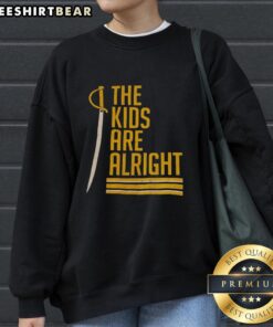Original Buffalo Sabres 'The Kids Are Alright' sweatshirt featuring team colors and logo, perfect for fans.