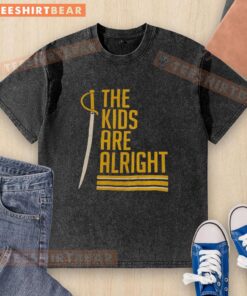 Alt Text: Original Buffalo Sabres The Kids Are Alright washed t-shirt featuring team colors and logo, perfect for fans.