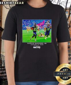 Original Seattle Seahawks Rashid Shaheed NFL Flash Features ladies tee in vibrant colors, perfect for game day style.