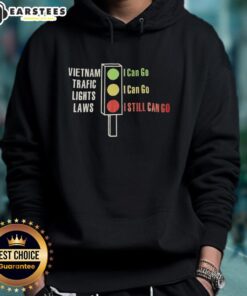Original Vietnam Traffic Lights Laws hoodie featuring green, yellow, and red signals with fun text about traffic rules.