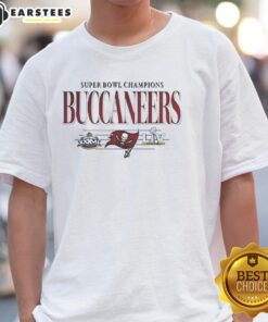 Original Tampa Bay Buccaneers Super Bowl Champions XXXVI LIV T-Shirt featuring team logo and championship details.