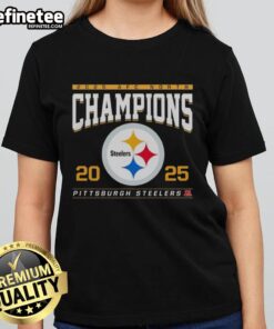 Premium 2025 AFC North Division Champions Pittsburgh Steelers Football Ladies Tee showcasing team pride and style.