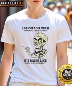 Alt Text: Premium Achmed Life Isn't So Much Easy Peasy Lemon Squeezy T-Shirt featuring a humorous design and vibrant colors.