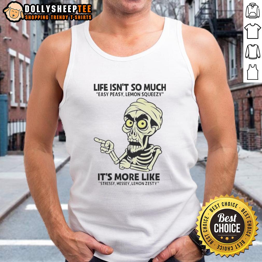 Premium Achmed Life Isn'T So Much Easy Peasy Lemon Squeezy Tank Top Premium Achmed tank top with 'Life Isn't So Much Easy Peasy Lemon Squeezy' graphic, perfect for casual wear.