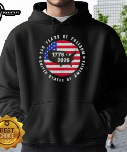 Premium American Freedom 250th Anniversary hoodie featuring a US map design, celebrating 1776-2026.