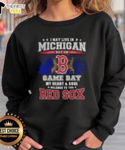 Alt Text: Vintage Boston Red Sox sweatshirt showcasing team pride for fans in Michigan on game day, perfect for cozy wear.
