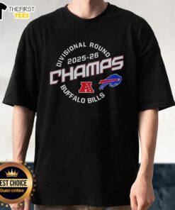 Premium Buffalo Bills Divisional Round Champions 2025-26 T-Shirt featuring team colors and logo, perfect for fans.
