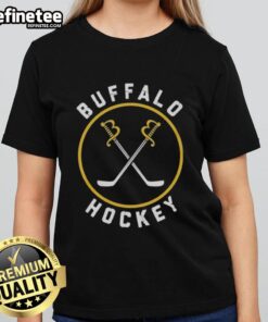 Alt Text: Premium Buffalo Sabres hockey logo on a stylish ladies tee, perfect for fans and casual wear.
