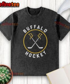 Alt Text: Premium Buffalo Sabres hockey logo washed t-shirt featuring a vintage design for fans and collectors.