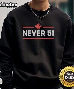 Premium Canada Never 51 sweatshirt in navy blue, featuring a stylish design and comfortable fit for casual wear.