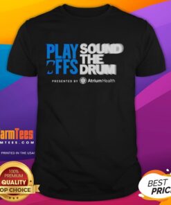 Premium Carolina Panthers Playoffs Sound The Drum T-Shirt featuring vibrant team graphics and comfortable fit.