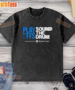 Premium Carolina Panthers Playoffs Sound the Drum Washed T-Shirt featuring vibrant team colors and a stylish design.