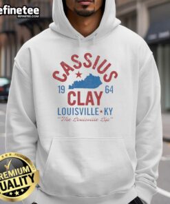 Premium Cassius Clay 1964 hoodie featuring iconic Muhammad Ali design, perfect for boxing fans and collectors.