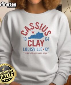 Premium Cassius Clay 1964 Louisville Muhammad Ali Sweatshirt featuring iconic design and vintage boxing style.