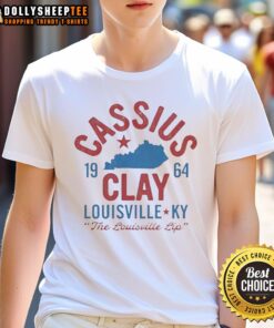 Premium Cassius Clay 1964 Louisville Muhammad Ali T-Shirt featuring iconic design and vibrant colors for boxing fans.