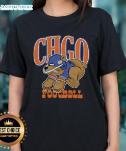 Premium Chicago Bears Football Cartoon Ladies Tee featuring a fun graphic design and vibrant team colors for fans.