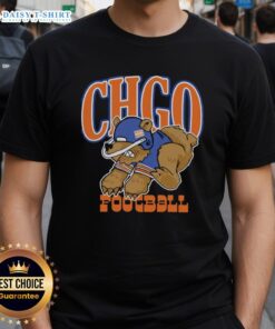 Alt Text: Premium Chicago Bears football cartoon t-shirt featuring a playful bear mascot design in team colors.