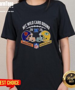 Premium Chicago Bears vs Green Bay Packers NFC Wild Card Game helmet matchup on a stylish ladies tee.