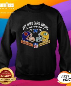 Alt Text: Premium Chicago Bears vs Green Bay Packers NFC Wild Card Game helmet matchup sweatshirt, perfect for fans.