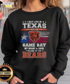 Vintage Chicago Cubs sweatshirt: 'I May Live In Texas But On Game Day My Heart And Soul Belongs To The Cubs.'
