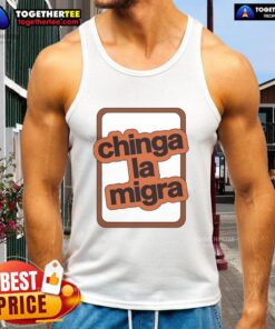 Premium Chinga La Migra logo tank top featuring bold graphic design, perfect for casual wear and making a statement.