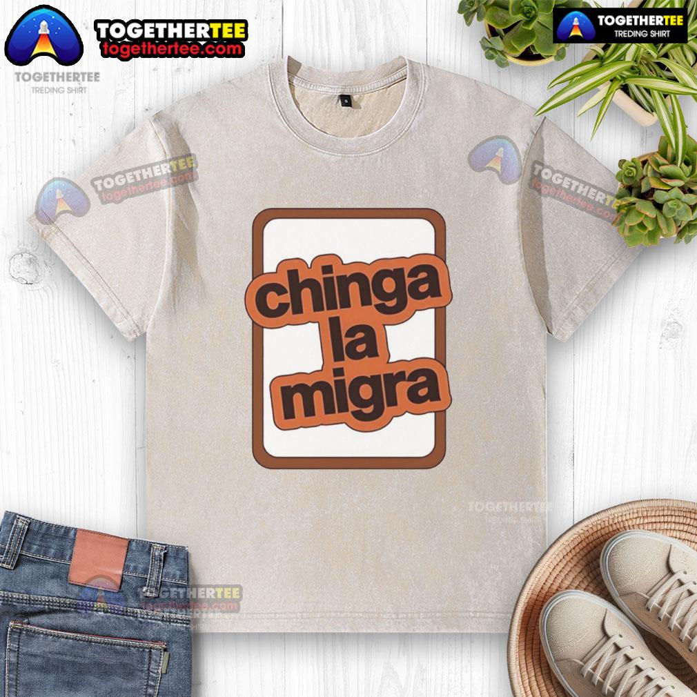 Premium Chinga La Migra Logo Washed T Shirt Premium Chinga La Migra logo on a washed t-shirt, showcasing a bold design for a stylish and expressive casual look.