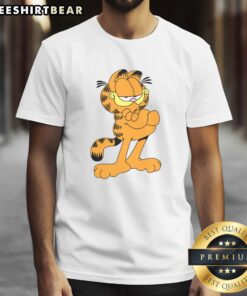 Premium Confident Cartoon Garfield Cat T-Shirt featuring a vibrant design of Garfield in a playful pose.