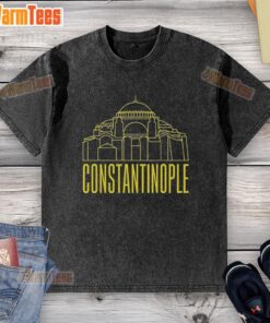 Alt Text: Premium Constantinople Hagia Sofia line art on a washed t-shirt, showcasing ancient architecture style.