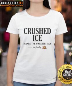 Enjoy a refreshing tea sip with premium crushed ice on this stylish ladies tee, perfect for summer outings.