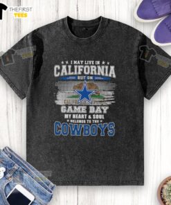 Premium Dallas Cowboys vintage washed t-shirt, perfect for fans in California on game day, showcasing team spirit.