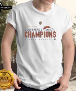 Premium Denver Broncos Super Bowl 50 Conference Champions T-Shirt featuring team logo and championship graphics.