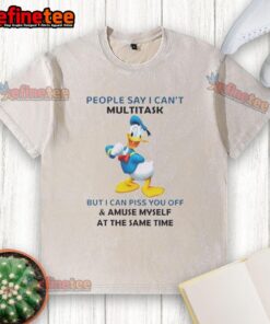 Alt Text: Premium Donald Duck T-shirt featuring 'I Can Multitask' quote, perfect for fans of humorous Disney apparel.