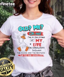 Alt Text: Premium Duck Oh No, I'm in the Prime of My Life Ladies Tee, blending youthful energy with a touch of nostalgia.