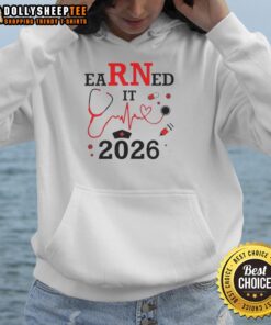Premium Earned It RN Registered Nurse 2026 Hoodie in navy blue, perfect for dedicated nursing professionals.